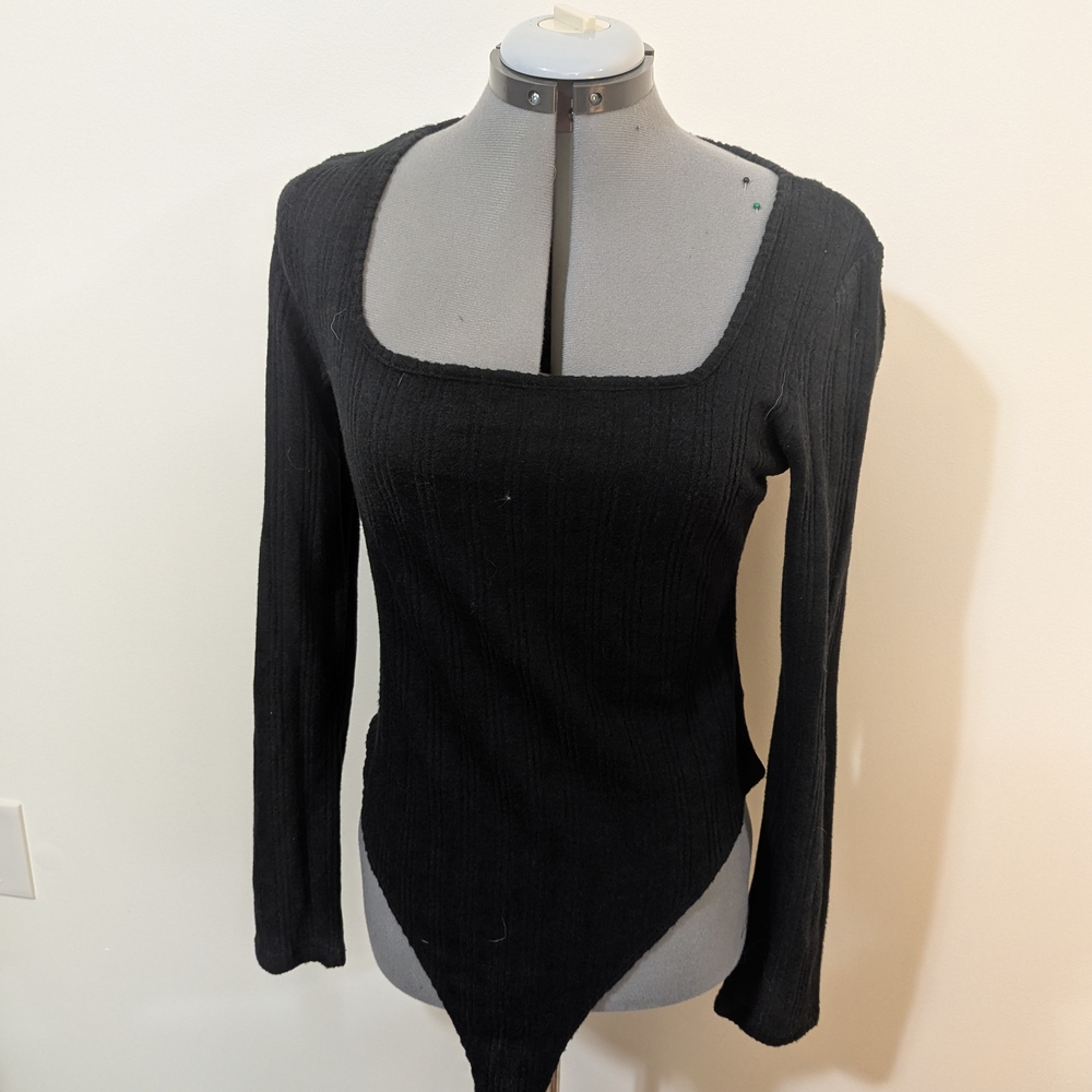 Cider Black Ribbed Long Sleeve Bodysuit